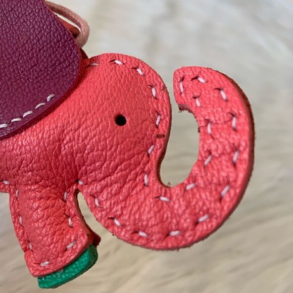 Handmade Genuine Leather Colorblock Dumbo Bag Charm/Keychain - Picture 6 of 9